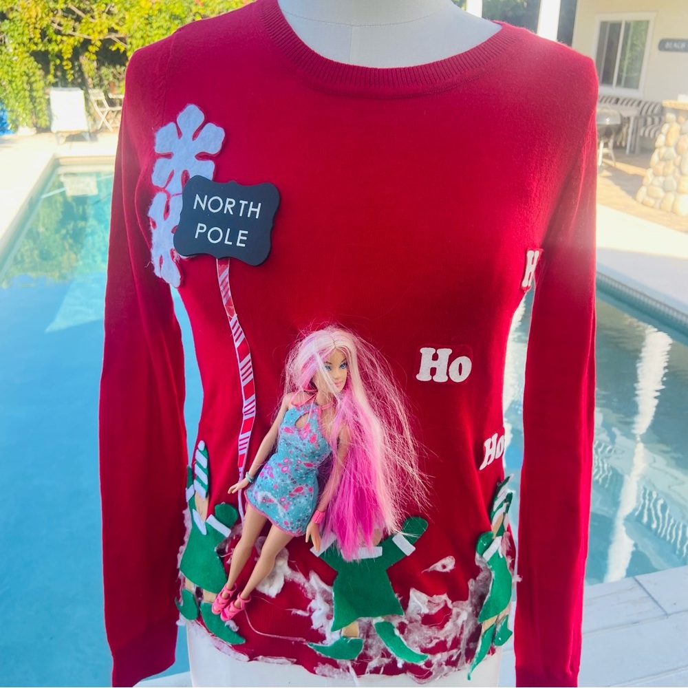 Handmade Barbie Christmas sweater for parties
